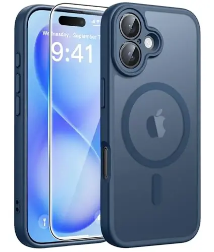 FNTCASE for iPhone 16 Plus Phone Case: Magnetic Translucent Matte Shockproof Slim Cell Phone Cover - Military Grade Drop Proof Hard Back Anti-Fingerprint Protective Case 