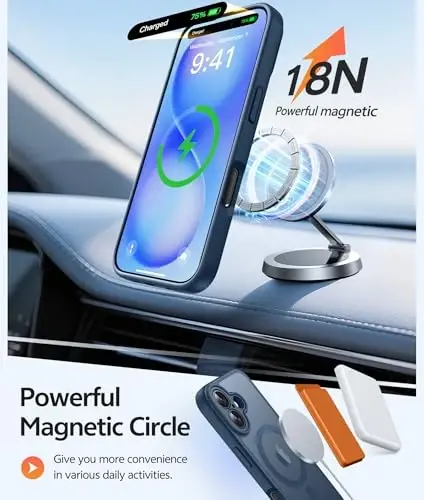 FNTCASE for iPhone 16 Plus Phone Case: Magnetic Translucent Matte Shockproof Slim Cell Phone Cover - Military Grade Drop Proof Hard Back Anti-Fingerprint Protective Case - 3
