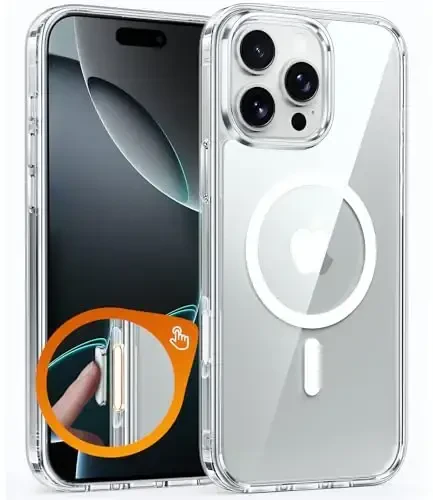 FNTCASE for iPhone 16 Pro Case: Clear Magnetic Phone Cases Compatible with Magsafe Slim Anti Yellowing Military Grade Drop Rugged Protective Transparent Cell Cover (D-Transparent Magnetic) - 1
