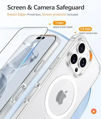 FNTCASE for iPhone 16 Pro Case: [Compatible with Magsafe] [Screen Protector] Anti Yellowing Transparent Clear Magnetic Phone Cover - Military Grade Shockproof Drop Proof Protective Cases - Clear - 4