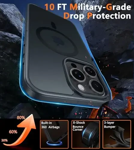 FNTCASE for iPhone 16 Pro Case: Magnetic Matte Translucent Military Grade Drop Protective Phone Case | Shockproof Thin Rugged Durable Protection Bumper Cover - 6