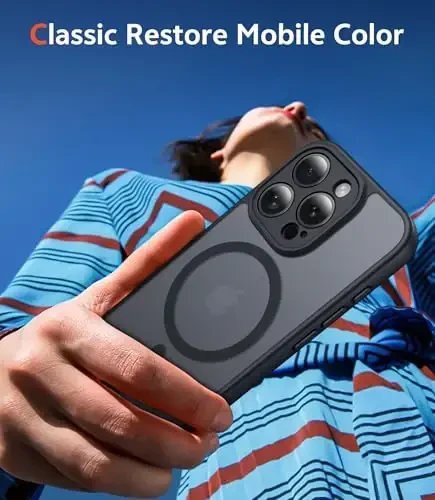 FNTCASE for iPhone 16 Pro Case: Magnetic Matte Translucent Phone Cases with Screen Protector and Lens Protection Durable Textured Rugged Shockproof Protective Slim Cell Cover (C-Black) - 7