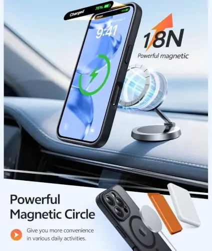 FNTCASE for iPhone 16 Pro Case: Magnitli Matte Yarim Shaffof Harbiy Darajadagi Tushishdan Himoya Qiluvchi Telefon G'ilofi | Zarbadan Himoya Qiluvchi Yupqa Bardoshli Himoya Bumper Qopqog'i - 4