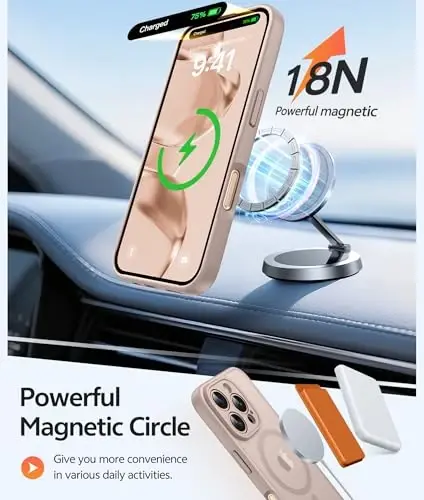 FNTCASE for iPhone 16 Pro Case: [Magsafe bilan mos keladi] [To'liq kamera muhofazasi] [Ekran himoyasi] bilan yarim shaffof mat qutilar harbiy darajadagi zarbaga chidamli himoya telefon qopqog'i - Cho'l Oltini - 3