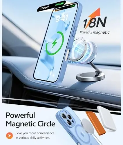 FNTCASE for iPhone 16 Pro Case: [Magsafe bilan mos keladi] [To'liq kamera muhofazasi] [Ekran himoyasi] bilan yarim shaffof mat qutilar harbiy darajadagi zarbaga chidamli himoya telefon qopqog'i - och ko'k - 3