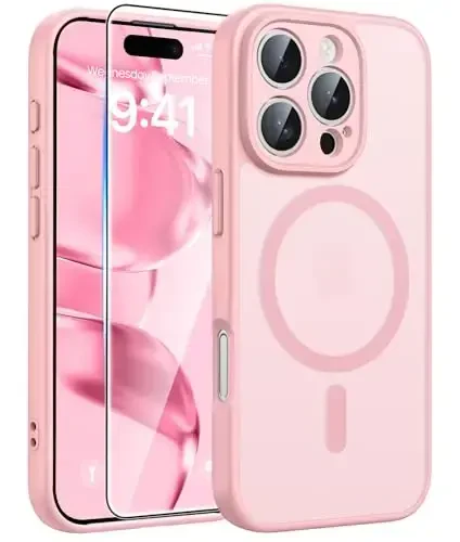 FNTCASE for iPhone 16 Pro Case: Strong Magnetic Phone Case with Screen Protector | Translucent Matte Slim Shockproof Protective Drop Protection Phone Cover - 2