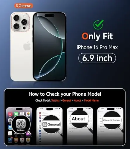 FNTCASE for iPhone 16 Pro-Max Case: Clear Magnetic Phone Cases Compatible with Magsafe Slim Anti Yellowing Military Grade Drop Protection Rugged Protective Transparent Cell Cover (B-Glitter Magnetic) - FNTCASE (1)