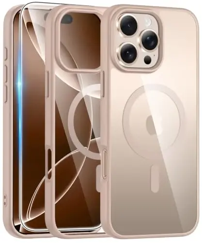FNTCASE for iPhone 16 Pro-Max Case Compatible with Magsafe Clear Phonecase | Screen Protector, Military Grade Drop Protection, Slim Magnetic Phone Cases, Shockproof Bumper, Transparent Cell Cover | Screen Protector, Military Grade Drop Protection, Sl - 1