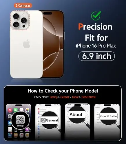FNTCASE for iPhone 16 Pro-Max Case Compatible with Magsafe Clear Phonecase | Screen Protector, Military Grade Drop Protection, Slim Magnetic Phone Cases, Shockproof Bumper, Transparent Cell Cover | Screen Protector, Military Grade Drop Protection, Sl - 2