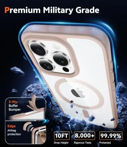 FNTCASE for iPhone 16 Pro-Max Case Compatible with Magsafe Clear Phonecase | Screen Protector, Military Grade Drop Protection, Slim Magnetic Phone Cases, Shockproof Bumper, Transparent Cell Cover | Screen Protector, Military Grade Drop Protection, Sl - 6