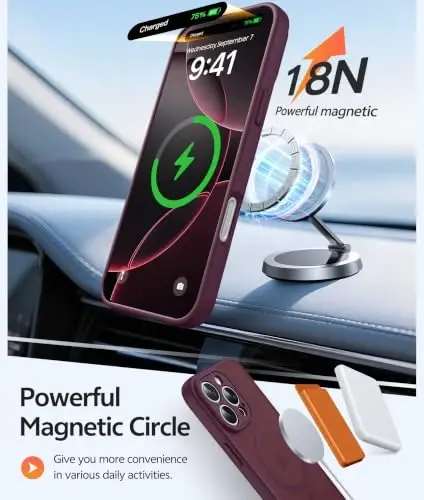 FNTCASE for iPhone 16 Pro Max Case, Fit for Magsafe, Burgundy | Screen Protector, Translucent Matte, Military Grade Drop Proof, Shockproof Protection Bumper, Protective Magnetic Phone Cover - 3