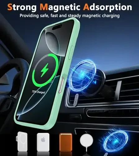 FNTCASE for iPhone 16 Pro-Max Case: Magnetic Matte Translucent Military Grade Drop Protective Phone Case | Shockproof Thin Rugged Durable Protection Bumper Cover - 4