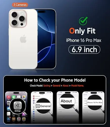 FNTCASE for iPhone 16 Pro-Max Case: Magnetic Military Grade Drop Protection Anti Yellowing Cell Phone Cover - Rugged Shockproof Protective Bumper Transparent Cases (B-Blue) - 2