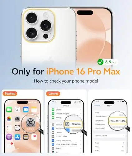 FNTCASE for iPhone 16 Pro Max Case: [Magsafe bilan mos keladi] [Ekran himoyasi] Sarg‘ayishga qarshi shaffof magnit telefon g‘ilofi - Harbiy darajadagi zarbaga chidamli, tushishdan himoya qiluvchi g‘iloflar - Shaffof - 2