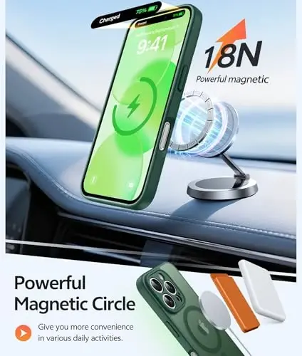 FNTCASE for iPhone 16 Pro Max Case: [Magsafe bilan mos keladi] [To'liq kamera muhofazasi] [Ekran himoyasi] bilan shaffof mat qutilar harbiy darajadagi zarbaga chidamli himoya telefon qopqog'i - Yashil - 3