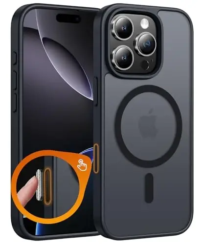 FNTCASE for iPhone 16 Pro-Max Case: Matte Magnetic Phone Cases with Screen Protector Compatible with Magsafe Slim Anti Yellowing Rugged Shockproof Protective Translucent Cell Cover - FNTCASE