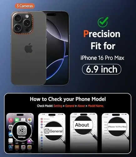 FNTCASE for iPhone 16 Pro-Max Case: Matte Magnetic Phone Cases with Screen Protector Compatible with Magsafe Slim Anti Yellowing Rugged Shockproof Protective Translucent Cell Cover - 2