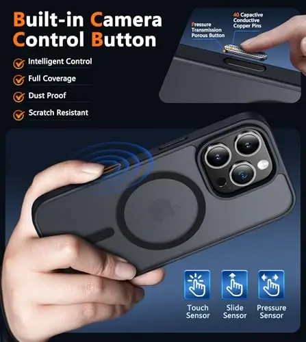 FNTCASE for iPhone 16 Pro-Max Case: Matte Magnetic Phone Cases with Screen Protector Compatible with Magsafe Slim Anti Yellowing Rugged Shockproof Protective Translucent Cell Cover - 3