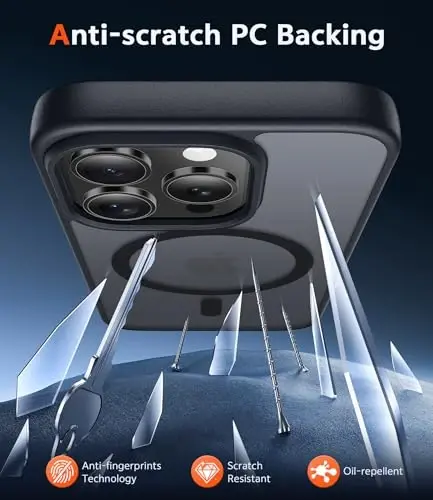 FNTCASE for iPhone 16 Pro-Max Case: Matte Magnetic Phone Cases with Screen Protector Compatible with Magsafe Slim Anti Yellowing Rugged Shockproof Protective Translucent Cell Cover - 6