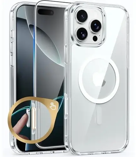 FNTCASE for iPhone 16 Pro-Max Case: Support Camera Control Capture Magnetic Military Grade Drop Protection Cell Phone Cover - Rugged Shockproof Transparent Cases (B-Clear) - 3