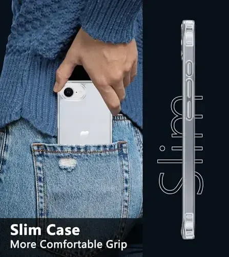 FNTCASE for iPhone 16e Case: Anti Yellowing Shockproof Case | Military Grade Protection Scratch-Resistant Cases | Rugged Slim Transparent Cell Phone Cover (B-Clear) - 6