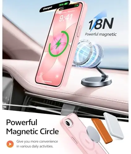 FNTCASE for iPhone 16e Phone Case: iPhone 16E 2025 Magnetic Matte Military Grade Drop Protection Phone Cover | Slim Anti-Slip Durable Shockproof Cases - 3
