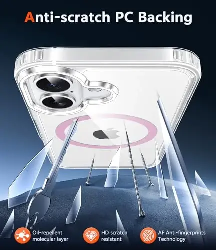 FNTCASE for iPhone 17 Case Clear: Magnetic Phone Cases Compatible with Magsafe Slim Anti Yellowing Military Grade Drop Protection Rugged Shockproof Protective Transparent Cell Cover (C-A Pink) - 5