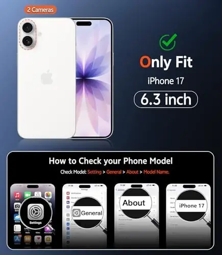 FNTCASE for iPhone 17 Case Clear: Magnetic Phone Cases with Screen Protector Drop Proof Compatible with Magsafe Slim Anti Yellowing Rugged Shockproof Protective Transparent Cell Cover (B-Purple) - 2