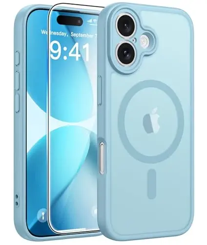 FNTCASE for iPhone 17 Case: [Compatible with Magsafe] Translucent Matte Cases with [Full Camera Protection] [Screen Protector] Military Grade Shockproof Protective Phone Cover - Teal - 1