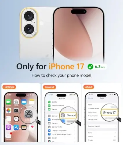 FNTCASE for iPhone 17 Case: [Magsafe bilan mos keladi] [To'liq Kamera Himoyasi] [Ekran Himoyachisi] bilan Shaffof Mat G'iloflar Harbiy Darajadagi Zarbga Chidamli Himoya Telefon Qopqog'i - Cho'l Oltini - 2