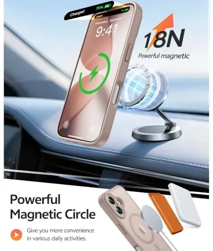 FNTCASE for iPhone 17 Case: [Magsafe bilan mos keladi] [To'liq Kamera Himoyasi] [Ekran Himoyachisi] bilan Shaffof Mat G'iloflar Harbiy Darajadagi Zarbga Chidamli Himoya Telefon Qopqog'i - Cho'l Oltini - 3