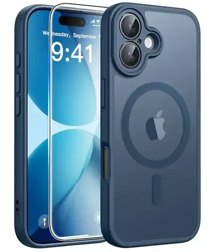 FNTCASE for iPhone 17 Phone Case: Magnetic Translucent Matte [Full Covered Camera Protection] [Screen Protector] Military Grade Shockproof Slim Cover Drop Proof Protective Cases - Blue - 2
