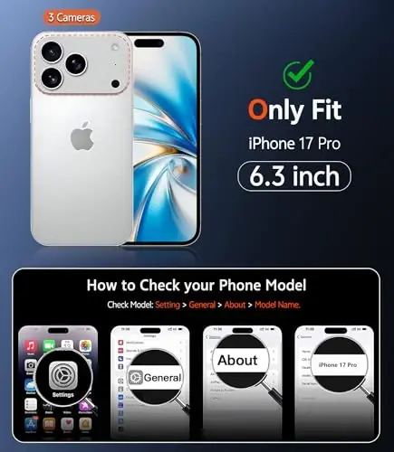 FNTCASE for iPhone 17 Pro Case: Clear Magnetic Phone Cases Compatible with Magsafe Slim Anti Yellowing Military Grade Drop Protection Rugged Protective Transparent Cell Phone Cover (C-A Pink) - 2