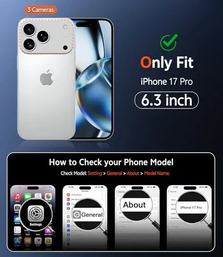 FNTCASE for iPhone 17 Pro Case: Clear Magnetic Phone Cases with Screen Protector Compatible with Magsafe Slim Anti Yellowing Rugged Shockproof Protective Transparent Cell Phone Cover (B-Black) - FNTCASE (1)