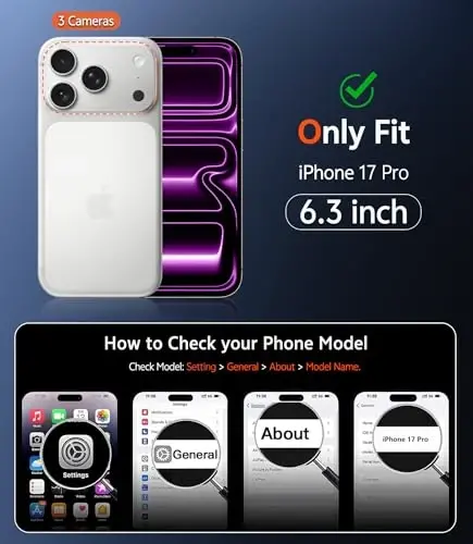 FNTCASE for iPhone 17 Pro Case: Clear Magnetic Phone Cases with Screen Protector Compatible with Magsafe Slim Anti Yellowing Rugged Shockproof Protective Transparent Cell Phone Cover (B-Pink) - 2