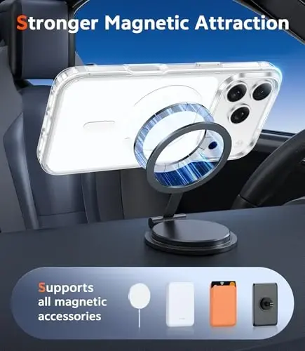 FNTCASE for iPhone 17 Pro Case: Clear Magnetic Phone Cases with Screen Protector Compatible with Magsafe Slim Anti Yellowing Rugged Shockproof Protective Transparent Cell Phone Cover (White) - 4