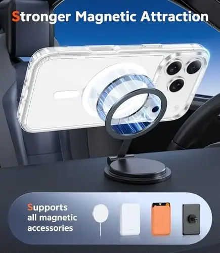 FNTCASE for iPhone 17 Pro Case: Compatible with Magsafe Clear Magnetic Phone Cases Drop Proof Anti Yellowing Slim Shockproof Rugged Protective Transparent Cell Cover with Screen Protector(Clear) - 4