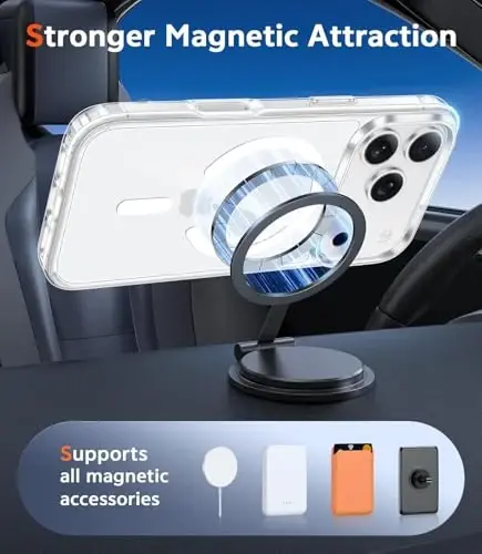 FNTCASE for iPhone 17 Pro Case, Compatible with Magsafe, Clear Transparent Magnetic Shockproof Protective Rugged Phone Cover with Screen Protector - 6.3 inch (A-Clear) - 3