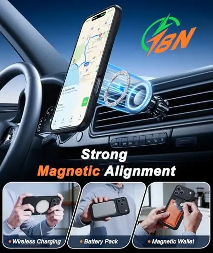 FNTCASE for iPhone 17 Pro Case: [Compatible with Magsafe] Solid Matte 17 Pro Cases Black with [Screen Protector] [Full Camera Protection] Military Grade Shockproof Protective Phone Cover, 6.3 inch - 3