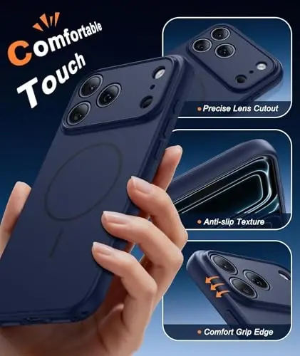 FNTCASE for iPhone 17 Pro Case: [Compatible with Magsafe] Solid Matte 17 Pro Cases Blue with [Screen Protector] [Full Camera Protection] Military Grade Shockproof Protective Phone Cover, 6.3 inch - 5