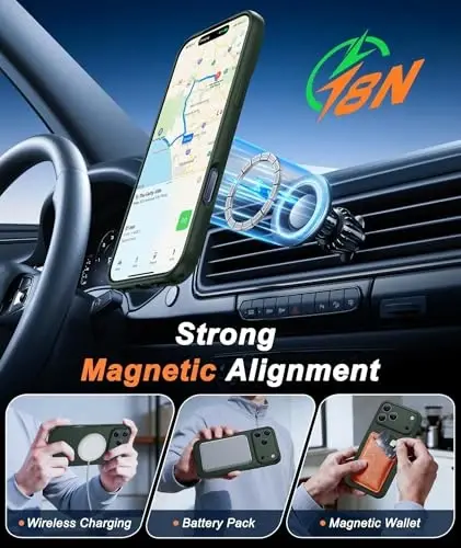 FNTCASE for iPhone 17 Pro Case: [Compatible with Magsafe] Solid Matte 17 Pro Cases Green with [Screen Protector] [Full Camera Protection] Military Grade Shockproof Protective Phone Cover, 6.3 inch - 3