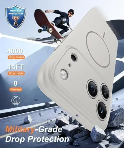 FNTCASE for iPhone 17 Pro Case: [Compatible with Magsafe] Solid Matte 17 Pro Cases White with [Screen Protector] [Full Camera Protection] Military Grade Shockproof Protective Phone Cover, 6.3 inch - 4