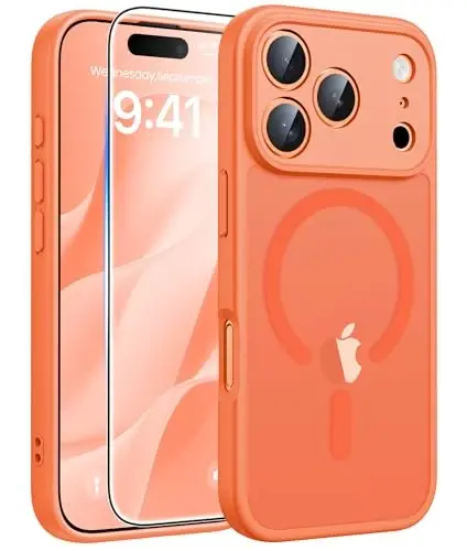 FNTCASE for iPhone 17 Pro Case: Magnetic Frosted Translucent Matte Military Grade Shockproof Slim Cover | Full Covered Camera Protection | Slim Drop Proof Durable Protective Cases 