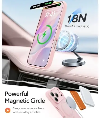 FNTCASE for iPhone 17 Pro Case: Magnetic Frosted Translucent Matte Military Grade Shockproof Slim Cover | Full Covered Camera Protection | Slim Drop Proof Durable Protective Cases - 3
