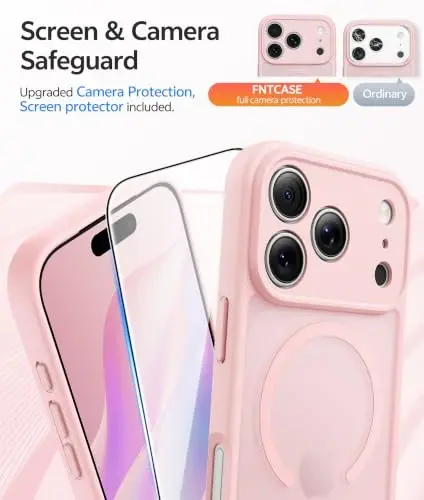 FNTCASE for iPhone 17 Pro Case: Magnetic Frosted Translucent Matte Military Grade Shockproof Slim Cover | Full Covered Camera Protection | Slim Drop Proof Durable Protective Cases - 4