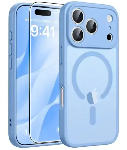 FNTCASE for iPhone 17 Pro Case: Magnetic Frosted Translucent Matte Military Grade Shockproof Slim Cover | Full Covered Camera Protection | Slim Drop Proof Durable Protective Cases - 2