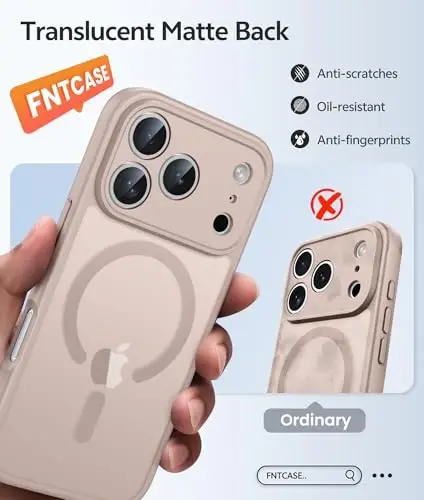 FNTCASE for iPhone 17 Pro Case: [Magsafe bilan mos keladi] [To'liq Kamera Himoyasi] [Ekran Himoyachisi] Harbiy darajadagi zarbaga chidamli himoya telefon qopqog'i - Cho'l Oltini 
