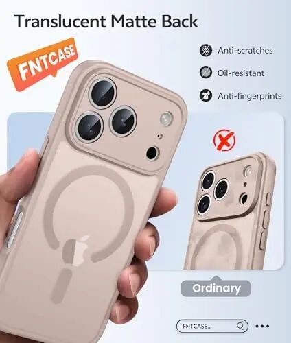 FNTCASE for iPhone 17 Pro Case: [Magsafe bilan mos keladi] [To'liq Kamera Himoyasi] [Ekran Himoyachisi] Harbiy darajadagi zarbaga chidamli himoya telefon qopqog'i - Cho'l Oltini - FNTCASE