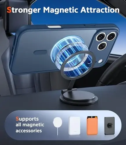 FNTCASE for iPhone 17 Pro Case: Matte Magnetic Phone Cases with Screen Protector Compatible with Magsafe Slim Anti Yellowing Rugged Shockproof Protective Translucent Cell Phone Cover (C-Blue) - 4