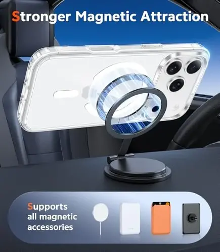 FNTCASE for iPhone 17 Pro-Max Case: Clear Magnetic Phone Cases with Screen Protector Compatible with Magsafe Slim Anti Yellowing Rugged Shockproof Protective Transparent Cell Cover (A-Clear) - 3